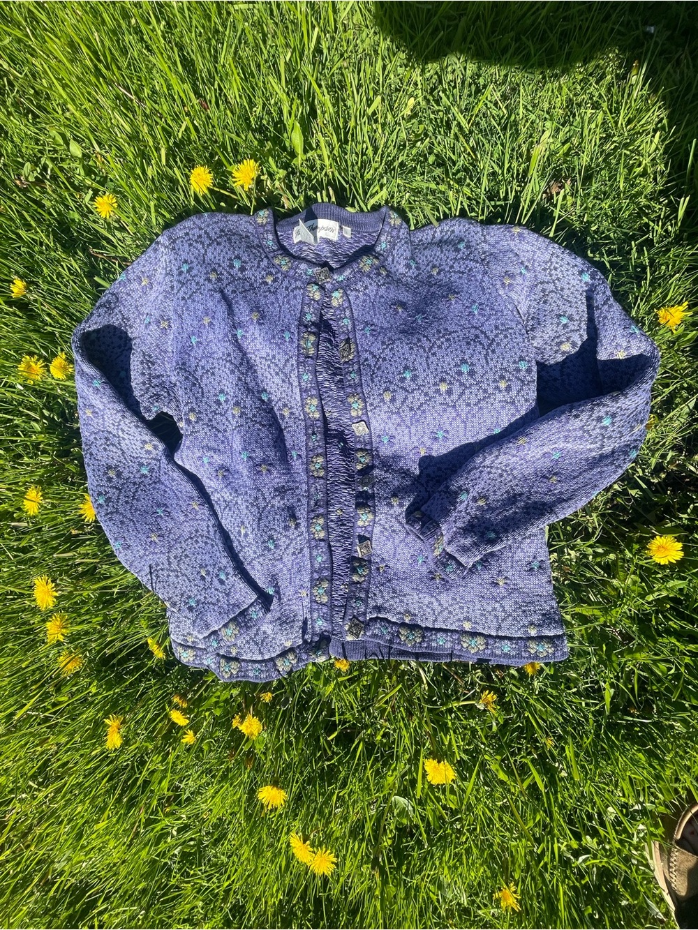 Vintage Norm Thompson Purple Cottagecore Cardigan Sweater
